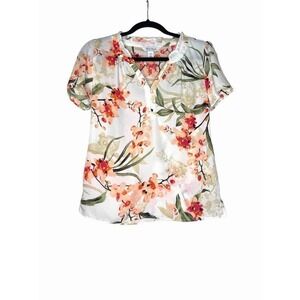 WHITE HOUSE BLACK MARKET Women’s Sheer Blouse Floral‎ Multicolor Size XXS